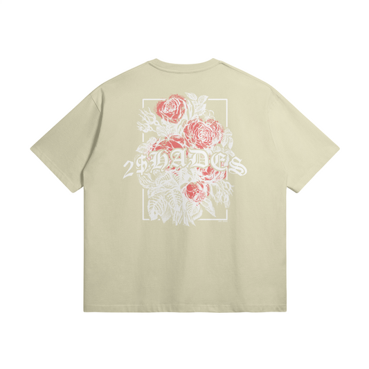 305G Oversized Tee | "HEARTS & ROSES" (Pastel Gray)